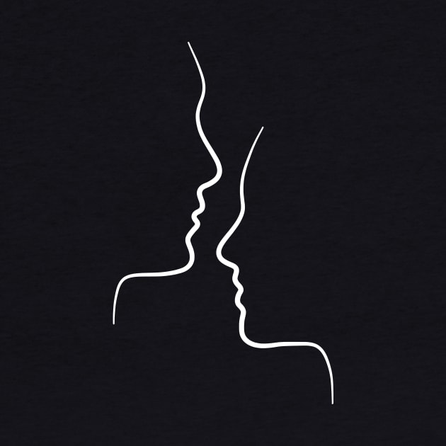 Two Faces Minimalist Line Art Drawing - Face to Face by PeachOnAWindowsill